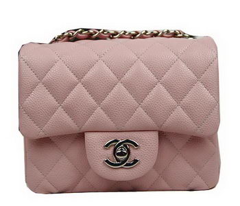 Chanel Classic MINI Flap Bag CF1115 Pink Cannage Pattern Silver