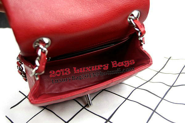 Chanel Classic MINI Flap Bag CF1115 Red Cannage Pattern Silver