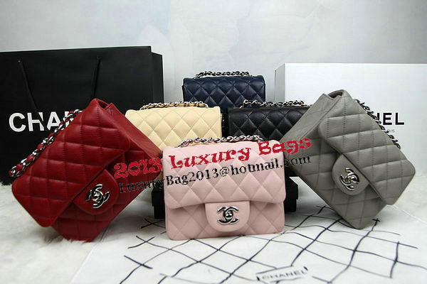 Chanel Classic MINI Flap Bag CF1115 Red Cannage Pattern Silver