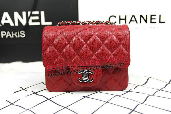 Chanel Classic MINI Flap Bag CF1115 Red Cannage Pattern Silver