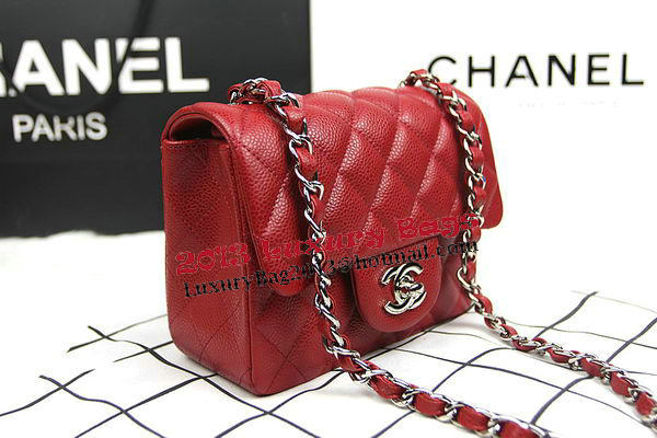 Chanel Classic MINI Flap Bag CF1115 Red Cannage Pattern Silver