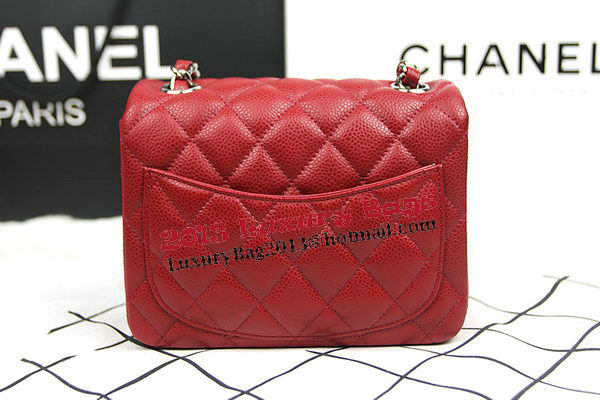 Chanel Classic MINI Flap Bag CF1115 Red Cannage Pattern Silver