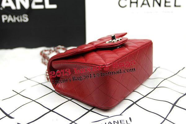 Chanel Classic MINI Flap Bag CF1115 Red Cannage Pattern Silver