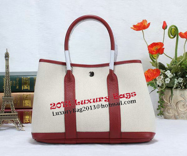 Hermes Garden Party 30cm Tote Bag Canvas Burgundy