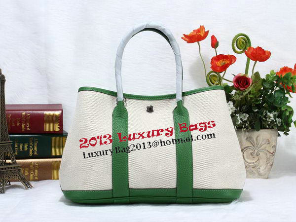 Hermes Garden Party 30cm Tote Bag Canvas Green