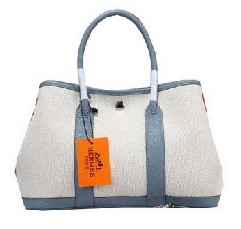 Hermes Garden Party 30cm Tote Bag Canvas SkyBlue