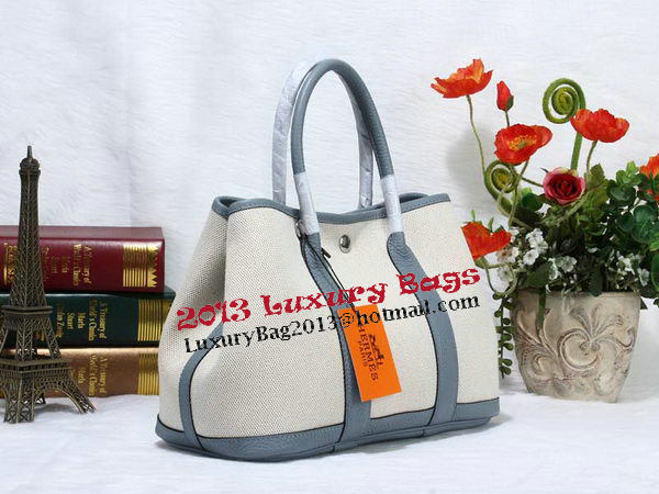 Hermes Garden Party 30cm Tote Bag Canvas SkyBlue