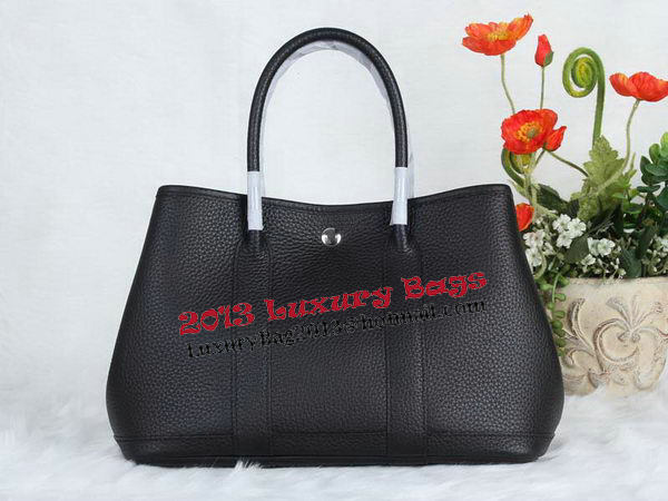 Hermes Garden Party 30cm Tote Bag Grainy Leather Black