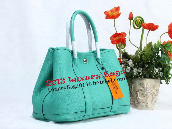 Hermes Garden Party 30cm Tote Bag Grainy Leather Light Green