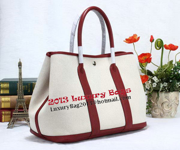 Hermes Garden Party 36cm Tote Bag Canvas Burgundy