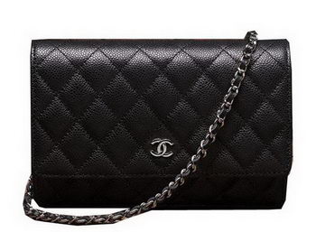 Chanel mini Flap Bag A33814 Black Cannage Pattern Silver