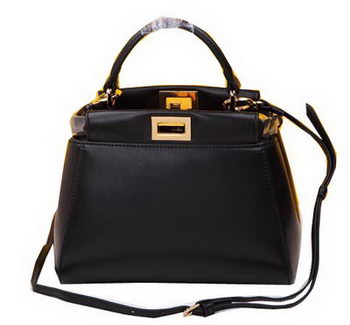 Fendi mini Peekaboo Bag Sheepskin Leather FD520885 Black