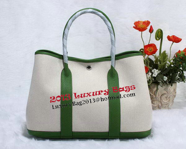 Hermes Garden Party 36cm Tote Bag Canvas Green