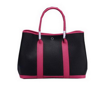 Hermes Garden Party 36cm Tote Bag Grainy Leather Black&Rose