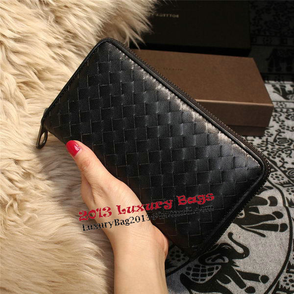 Bottega Veneta Intrecciato Nappa Zip Around Wallets 114073 Black