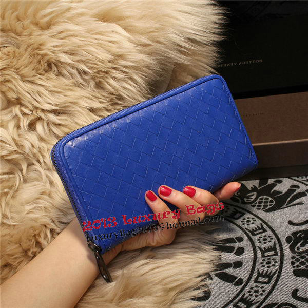 Bottega Veneta Intrecciato Nappa Zip Around Wallets 114073 Blue