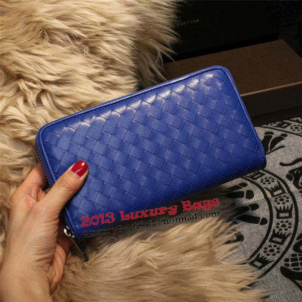 Bottega Veneta Intrecciato Nappa Zip Around Wallets 114073 Blue