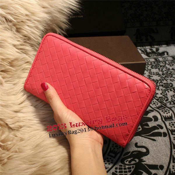 Bottega Veneta Intrecciato Nappa Zip Around Wallets 114073 Light Red