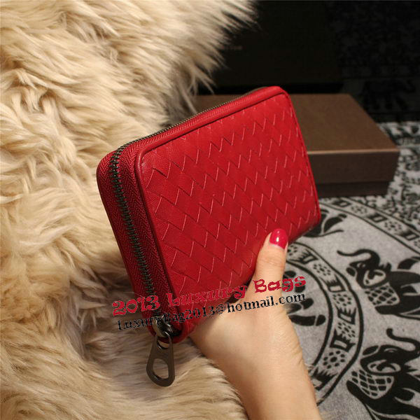 Bottega Veneta Intrecciato Nappa Zip Around Wallets 114073 Red