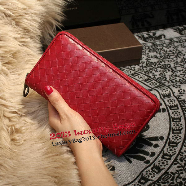 Bottega Veneta Intrecciato Nappa Zip Around Wallets 114073 Red