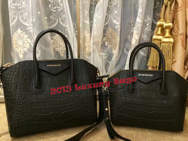 Givenchy Antigona Bag in Croco Leather Black