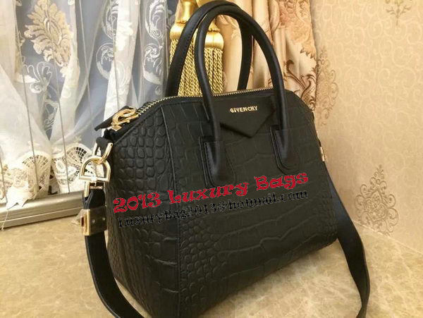 Givenchy Antigona Bag in Croco Leather Black