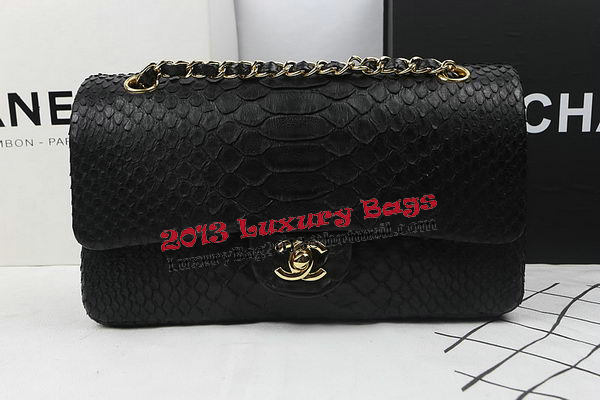 Chanel 2.55 Series Flap Bags Original Snake Leather A1112 Black