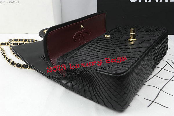 Chanel 2.55 Series Flap Bags Original Snake Leather A1112 Black