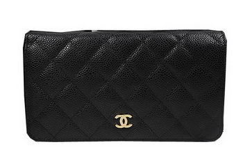 Chanel Bi-Fold Wallet Black Original Cannage Pattern A31509 Gold