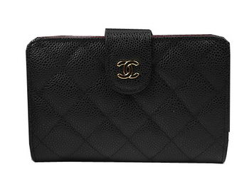 Chanel Matelasse Bi-Fold Wallet Black Original Cannage Pattern A48667 Gold