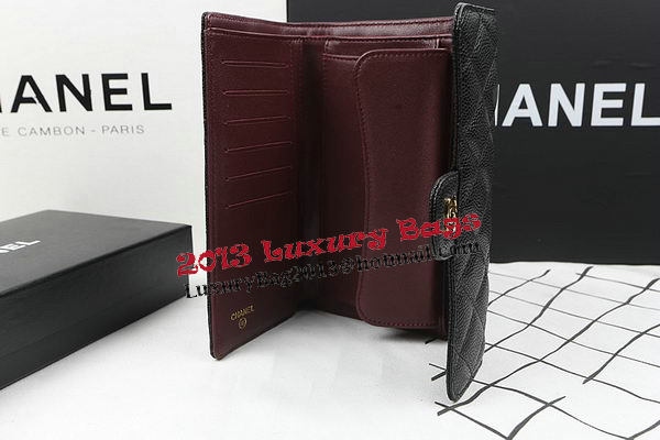 Chanel Tri-Fold Wallet Black Original Cannage Pattern A31506 Gold Chanel Tri-Fold Wallet Black Original Cannage Pattern A31506 Gold