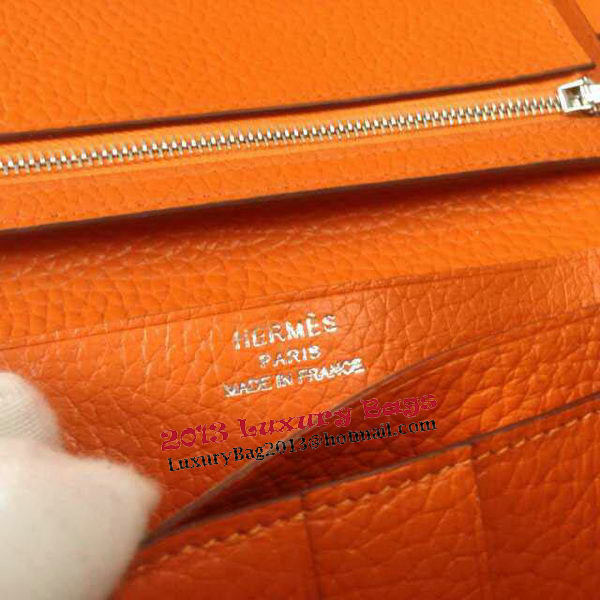 Hermes Bearn Japonaise Grainy Leather Wallet H8622W Orange