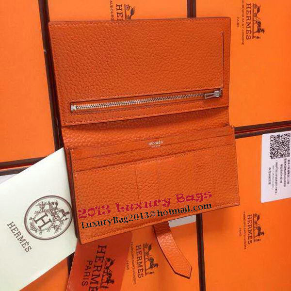 Hermes Bearn Japonaise Grainy Leather Wallet H8622W Orange Hermes Bearn Japonaise Grainy Leather Wallet H8622W Orange