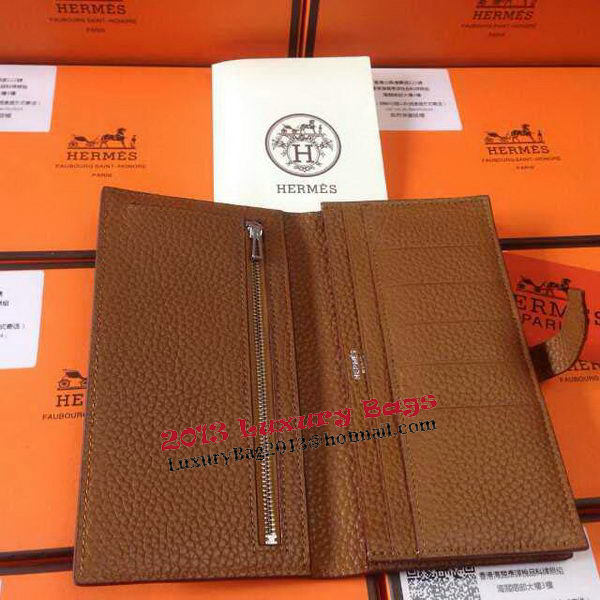 Hermes Bearn Japonaise Grainy Leather Wallet H8622W Wheat