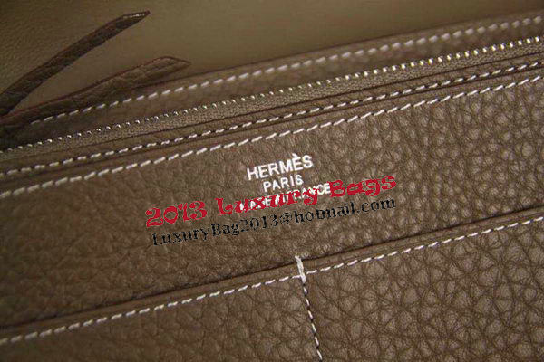 Hermes Compact Passport Holder Original Leather Wallet Grey
