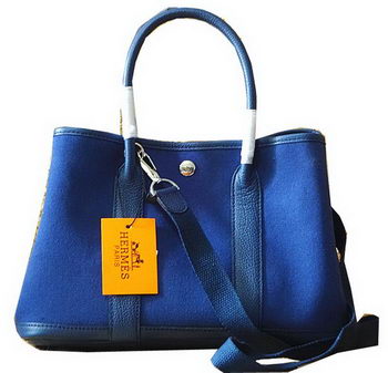 Hermes Garden Party 30cm Tote Bags Original Leather Blue