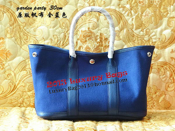 Hermes Garden Party 30cm Tote Bags Original Leather Blue