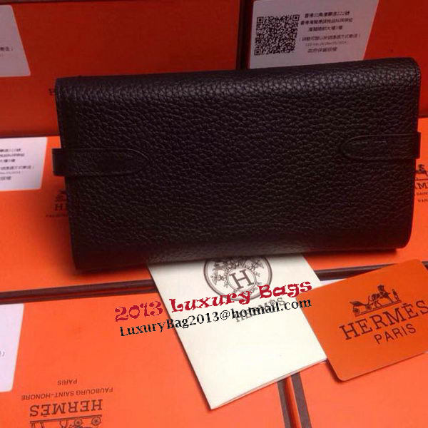 Hermes Kelly Wallet Togo Leather Bi-Fold Purse HA708W Black