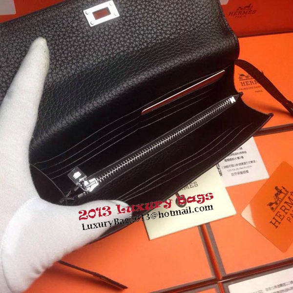 Hermes Kelly Wallet Togo Leather Bi-Fold Purse HA708W Black