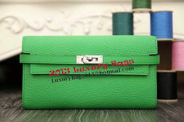 Hermes Kelly Wallet Togo Leather Bi-Fold Purse HA708W Green