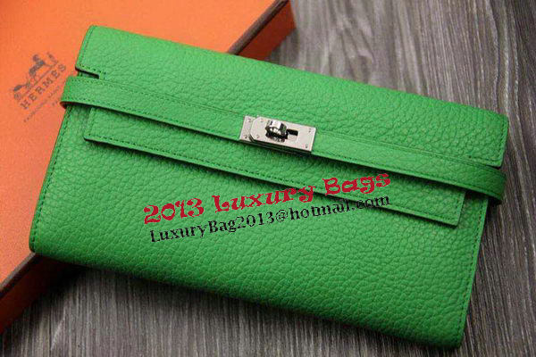 Hermes Kelly Wallet Togo Leather Bi-Fold Purse HA708W Green