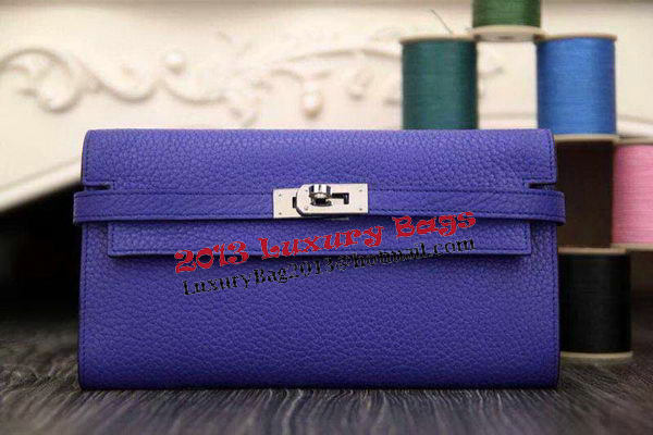 Hermes Kelly Wallet Togo Leather Bi-Fold Purse HA708W Royal
