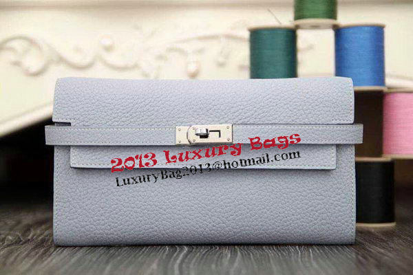 Hermes Kelly Wallet Togo Leather Bi-Fold Purse HA708W SkyBlue