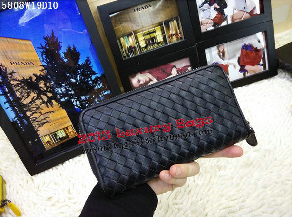 Bottega Veneta Intrecciato Nappa Zip Around Wallet BV5808 Black