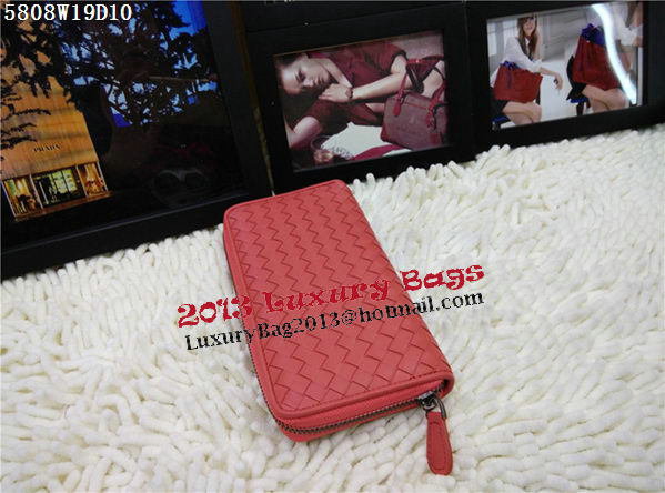 Bottega Veneta Intrecciato Nappa Zip Around Wallet BV5808 Light Red Bottega Veneta Intrecciato Nappa Zip Around Wallet BV5808 Light Red