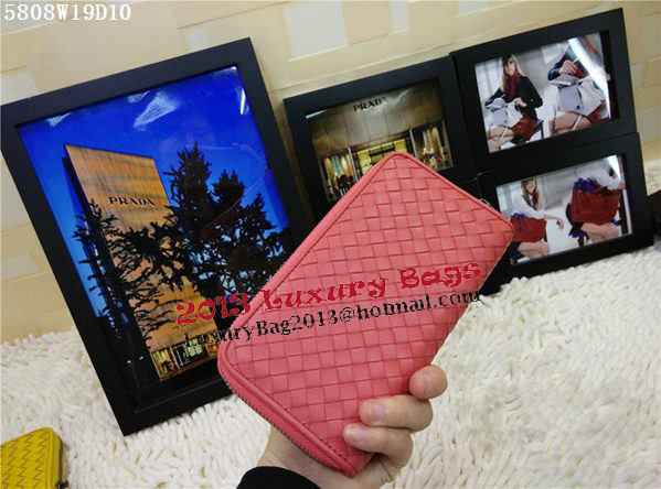 Bottega Veneta Intrecciato Nappa Zip Around Wallet BV5808 Light Red Bottega Veneta Intrecciato Nappa Zip Around Wallet BV5808 Light Red