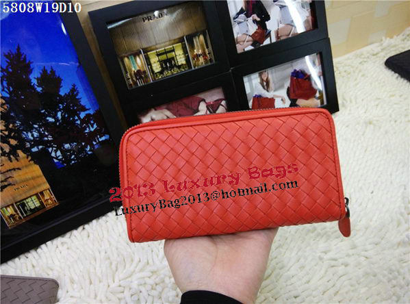 Bottega Veneta Intrecciato Nappa Zip Around Wallet BV5808 Orange