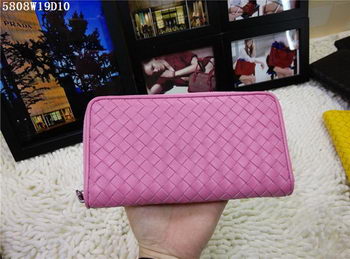 Bottega Veneta Intrecciato Nappa Zip Around Wallet BV5808 Pink