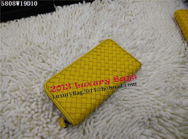 Bottega Veneta Intrecciato Nappa Zip Around Wallet BV5808 Yellow