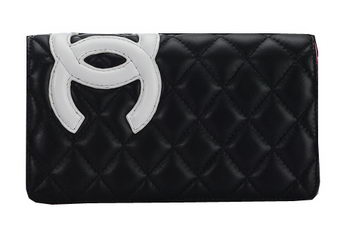 Chanel Combon Bi-Fold Wallet White CC Logo A2622 Black